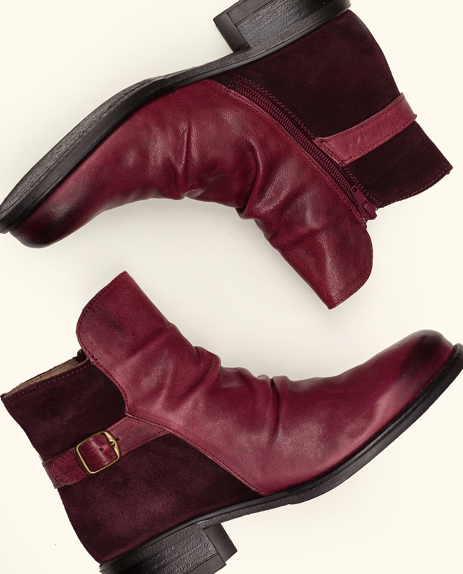 Flat ankle boot MONS-002 burgundy