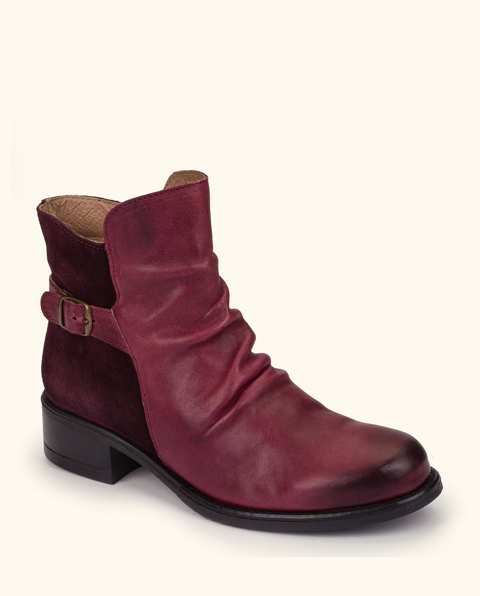 Flat ankle boot MONS-002 burgundy